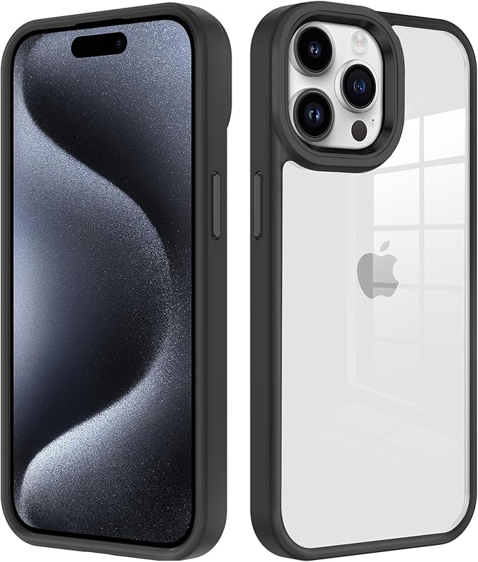 iCatchy for iPhone 15 Case 6.1-Inch, Shockproof Bumper Phone Cover, Anti-Yellowing Clear Back Compatible with iPhone 15