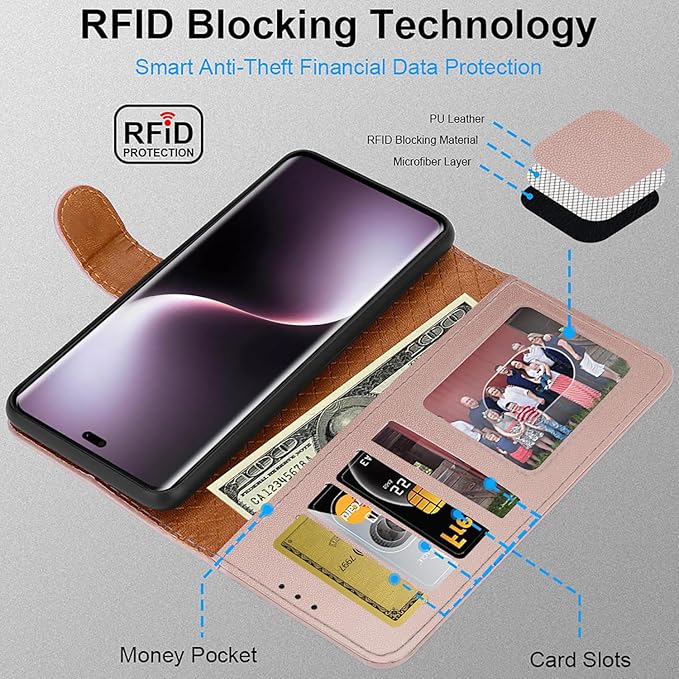 iCatchy for Honor Magic 7 Lite Case with 4 Card Slots Leather Wallet Flip Book RFID Blocking Magnetic Closure Kickstand Shockproof Protective Phone Cover Compatible with Magic 7 Lite