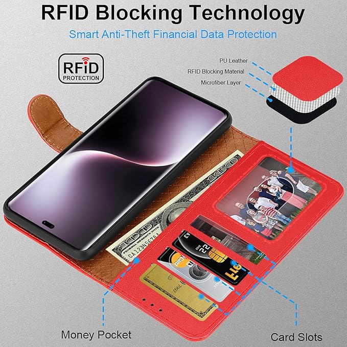 iCatchy for Honor Magic 7 Lite Case with 4 Card Slots Leather Wallet Flip Book RFID Blocking Magnetic Closure Kickstand Shockproof Protective Phone Cover Compatible with Magic 7 Lite