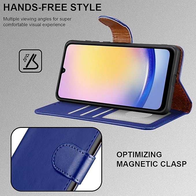 iCatchy for Samsung Galaxy A25 Case Leather Wallet Book Flip Folio Stand View Magnetic Protect RFID Blocking Cover compatible with Samsung A25 Phone Cover