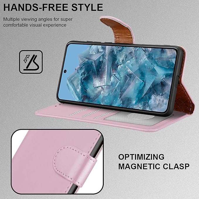 iCatchy for Google Pixel 8 Pro Case Leather Wallet Book Flip Folio Stand View Magnetic Protect RFID Blocking Cover Compatible with Pixel 8 Pro Phone