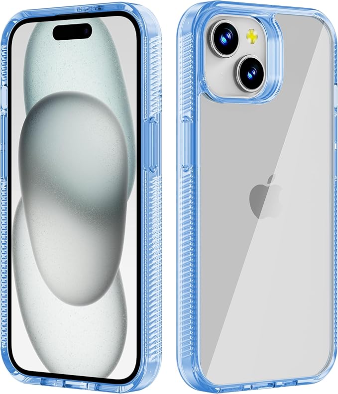 iCatchy for iPhone 15 Case 6.1-Inch, Shockproof Bumper Phone Cover, Anti-Yellowing Clear Back Compatible with iPhone 15