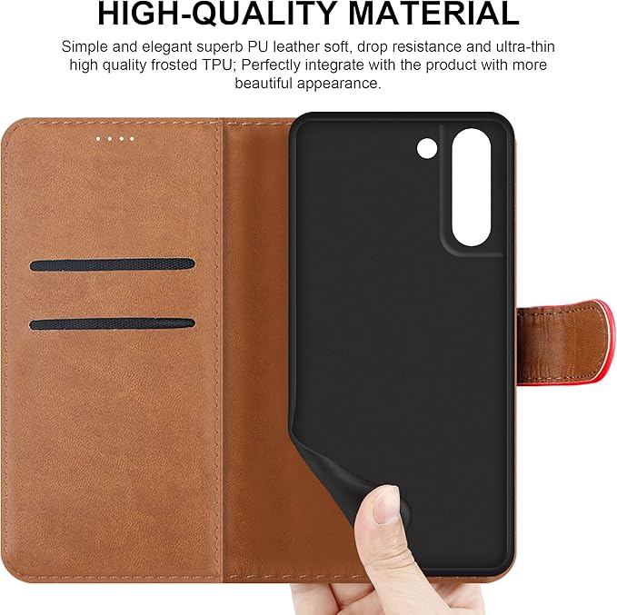For Samsung Galaxy S21 Case Leather Wallet Flip Stand View Cover with Card Slots Compatible with Galaxy S21 (6.2'') Phone Cover