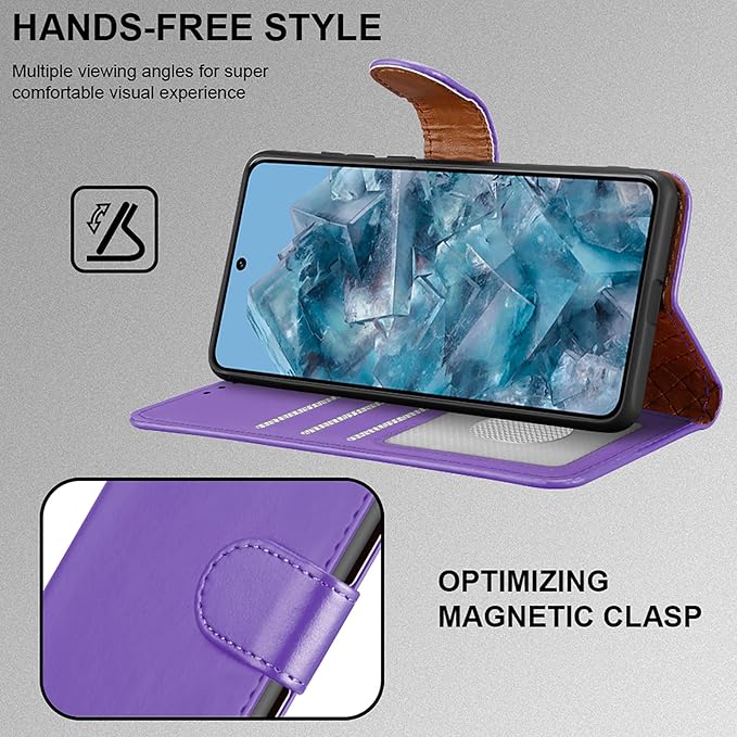 iCatchy for Google Pixel 8 Pro Case Leather Wallet Book Flip Folio Stand View Magnetic Protect RFID Blocking Cover Compatible with Pixel 8 Pro Phone
