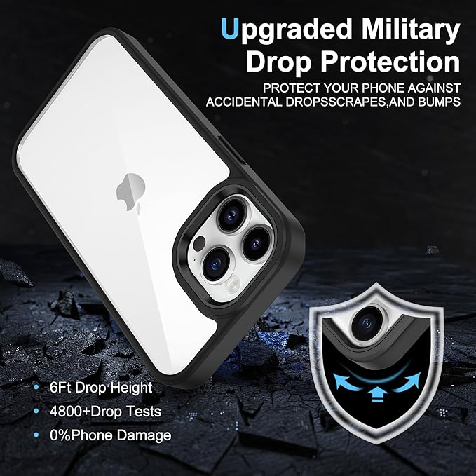 iCatchy for iPhone 15 Case 6.1-Inch, Shockproof Bumper Phone Cover, Anti-Yellowing Clear Back Compatible with iPhone 15