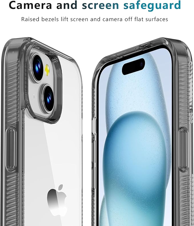 iCatchy for iPhone 15 Case 6.1-Inch, Shockproof Bumper Phone Cover, Anti-Yellowing Clear Back Compatible with iPhone 15