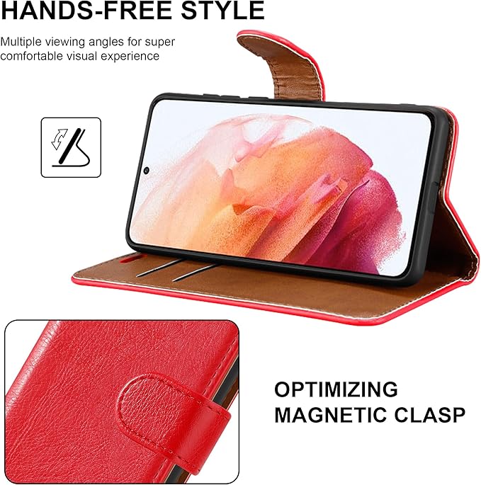For Samsung Galaxy S21 Case Leather Wallet Flip Stand View Cover with Card Slots Compatible with Galaxy S21 (6.2'') Phone Cover
