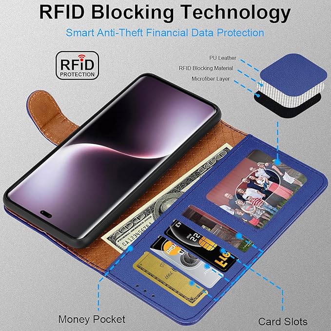 iCatchy for Honor Magic 7 Lite Case with 4 Card Slots Leather Wallet Flip Book RFID Blocking Magnetic Closure Kickstand Shockproof Protective Phone Cover Compatible with Magic 7 Lite