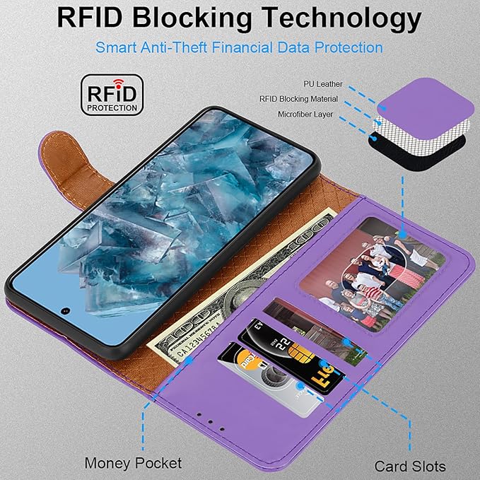 iCatchy for Google Pixel 8 Pro Case Leather Wallet Book Flip Folio Stand View Magnetic Protect RFID Blocking Cover Compatible with Pixel 8 Pro Phone