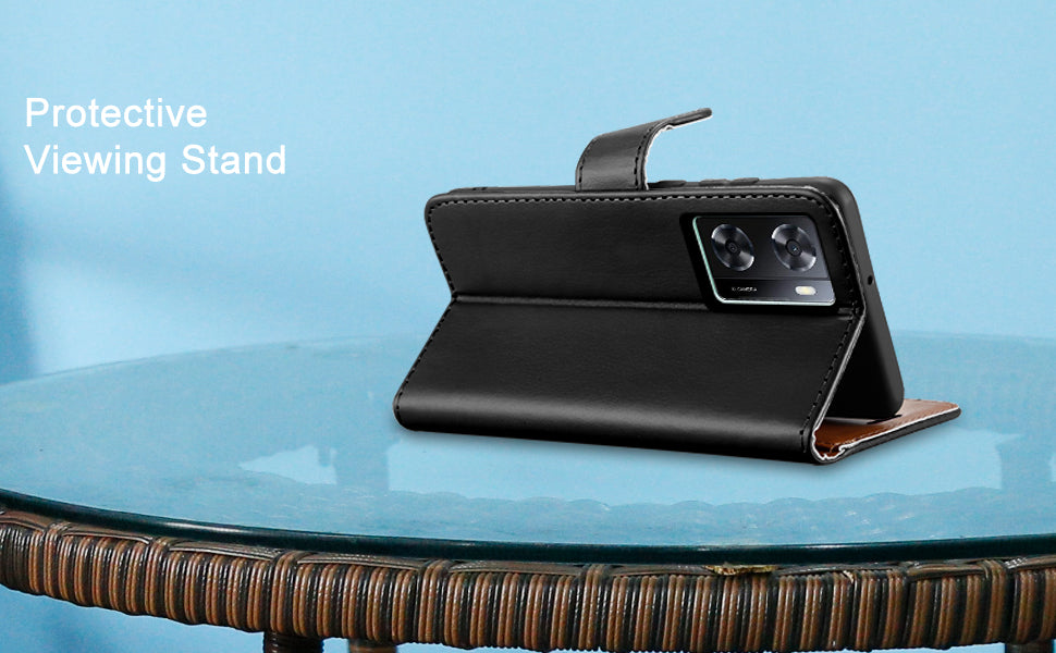 iCatchy for Oppo A57 5G Case Leather Wallet Book Flip Folio Stand View Cover with Card Slots and Kickstand for Oppo A57 5G Phone Cover image 1