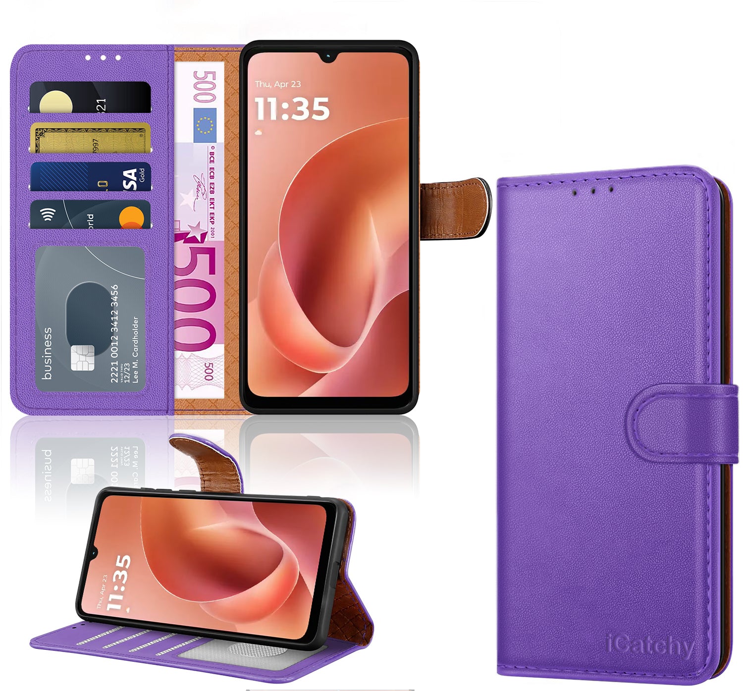 For Motorola G06 Case with 4 Card Slots Leather Wallet Flip RFID Magnetic Cover