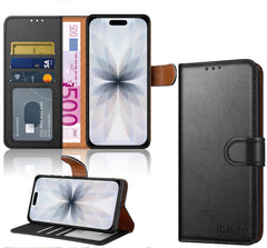iCatchy for iPhone 17 Case with 3 Card Slots Leather Wallet Flip Book Magnetic Closure Kickstand Shockproof Protective Phone Cover compatible with iPhone 17