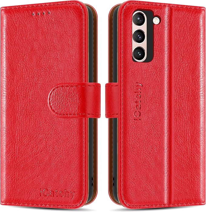 For Samsung Galaxy S21 Case Leather Wallet Flip Stand View Cover with Card Slots Compatible with Galaxy S21 (6.2'') Phone Cover