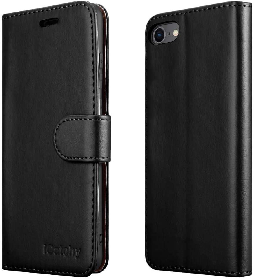 iCatchy For iPhone SE 2020 Case Leather Wallet Book Flip Folio Stand View Case Compatible with iPhone se 2020 Phone Case Cover image 0