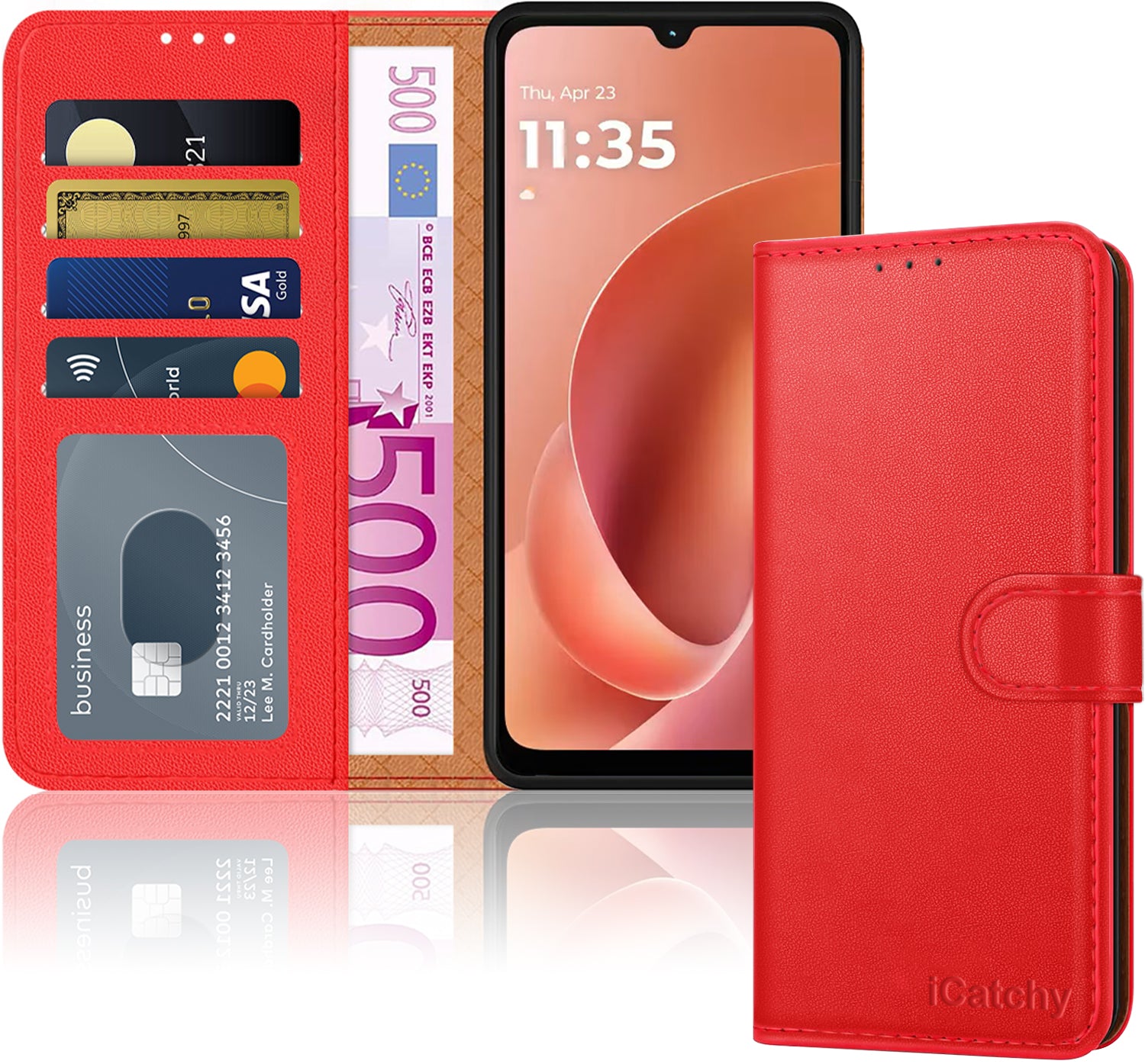 For Motorola G06 Case with 4 Card Slots Leather Wallet Flip RFID Magnetic Cover