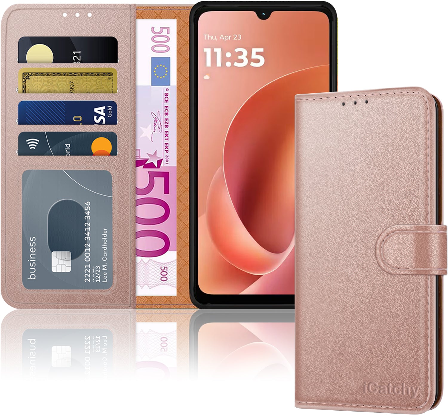 For Motorola G06 Case with 4 Card Slots Leather Wallet Flip RFID Magnetic Cover