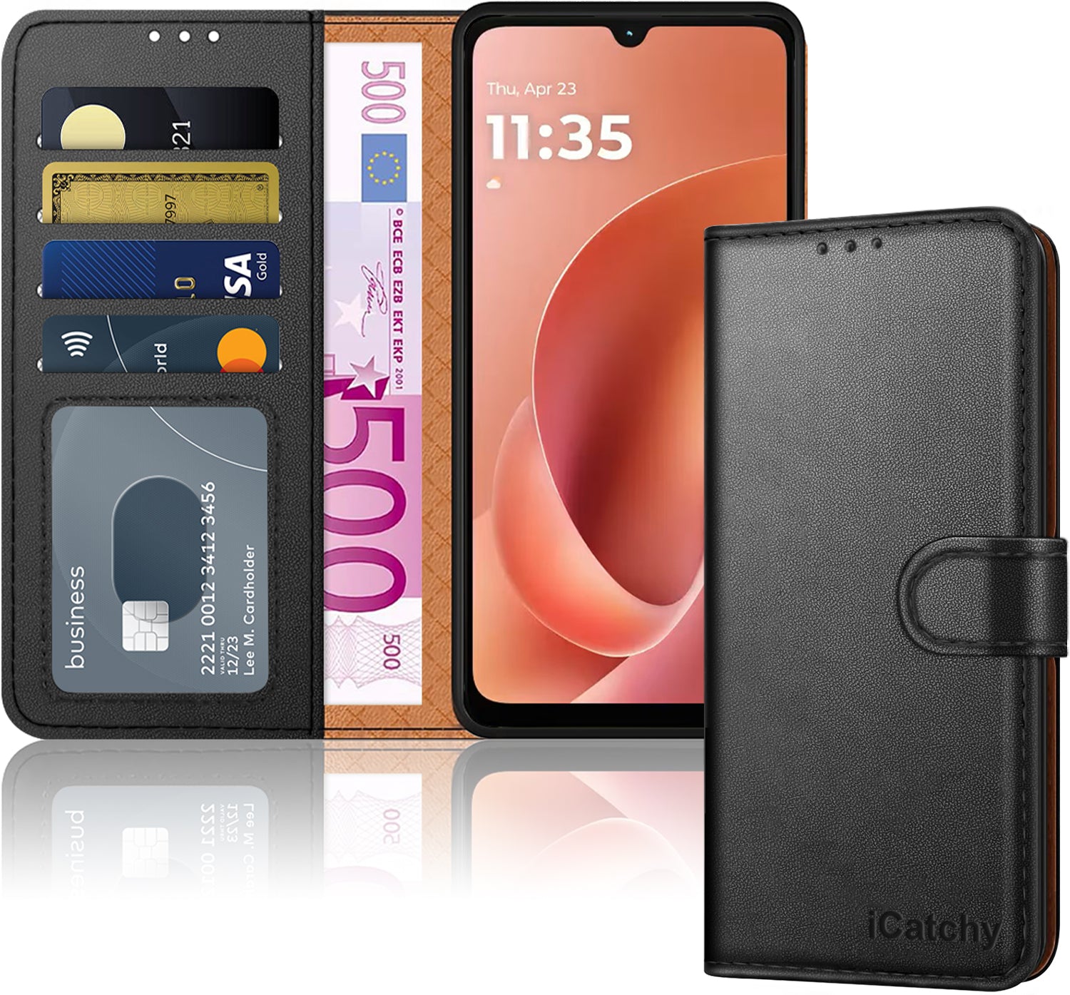 For Motorola G06 Case with 4 Card Slots Leather Wallet Flip RFID Magnetic Cover