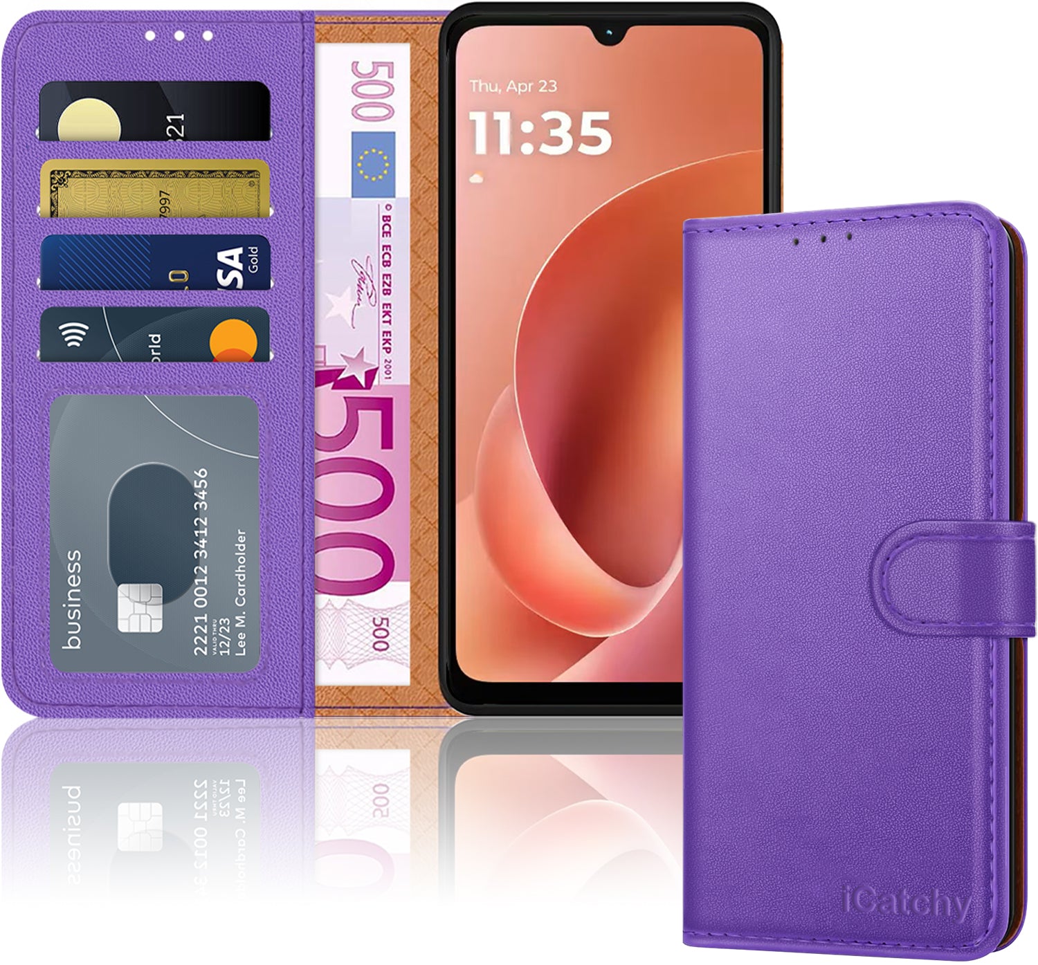 For Motorola G06 Case with 4 Card Slots Leather Wallet Flip RFID Magnetic Cover