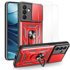 iCatchy for Samsung Galaxy A26 5G Phone Case Military Grade Drop Protection Bumper Cover, 360°Rotate Magnetic Ring Stand, Slide Camera Lens Anti-Scratch Hybrid Tough Shell