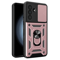 iCatchy for Samsung Galaxy A36 5G Phone Case Military Grade Drop Protection Bumper Cover, 360°Rotate Magnetic Ring Stand, Slide Camera Lens Anti-Scratch Hybrid Tough Shell