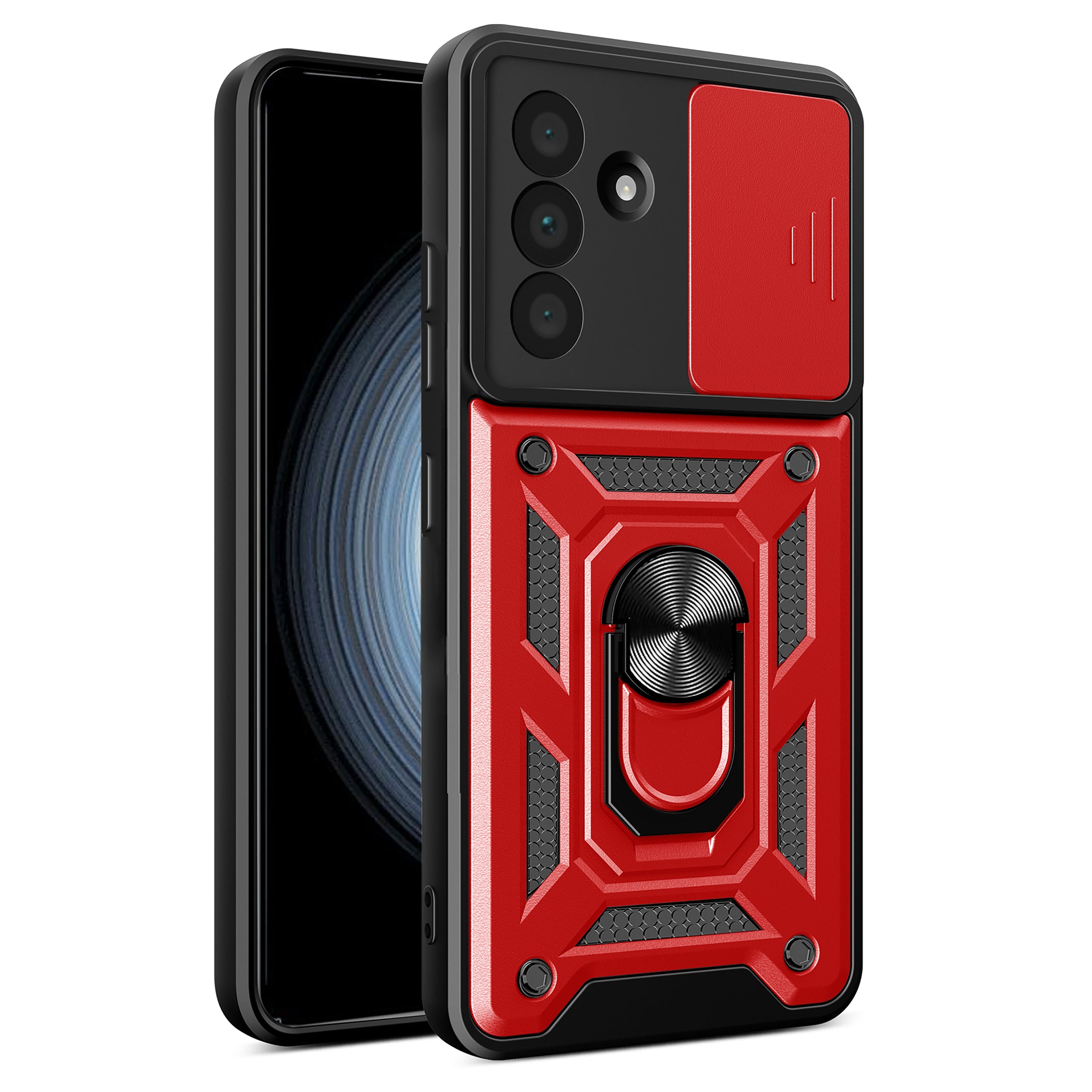 iCatchy for Samsung Galaxy A36 5G Phone Case Military Grade Drop Protection Bumper Cover, 360°Rotate Magnetic Ring Stand, Slide Camera Lens Anti-Scratch Hybrid Tough Shell