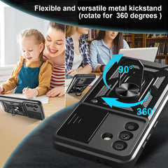 iCatchy for Samsung Galaxy A56 5G Phone Case Military Grade Drop Protection Bumper Cover, 360°Rotate Magnetic Ring Stand, Slide Camera Lens Anti-Scratch Hybrid Tough Shell