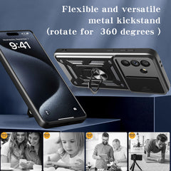 iCatchy for Samsung Galaxy A56 5G Phone Case Military Grade Drop Protection Bumper Cover, 360°Rotate Magnetic Ring Stand, Slide Camera Lens Anti-Scratch Hybrid Tough Shell