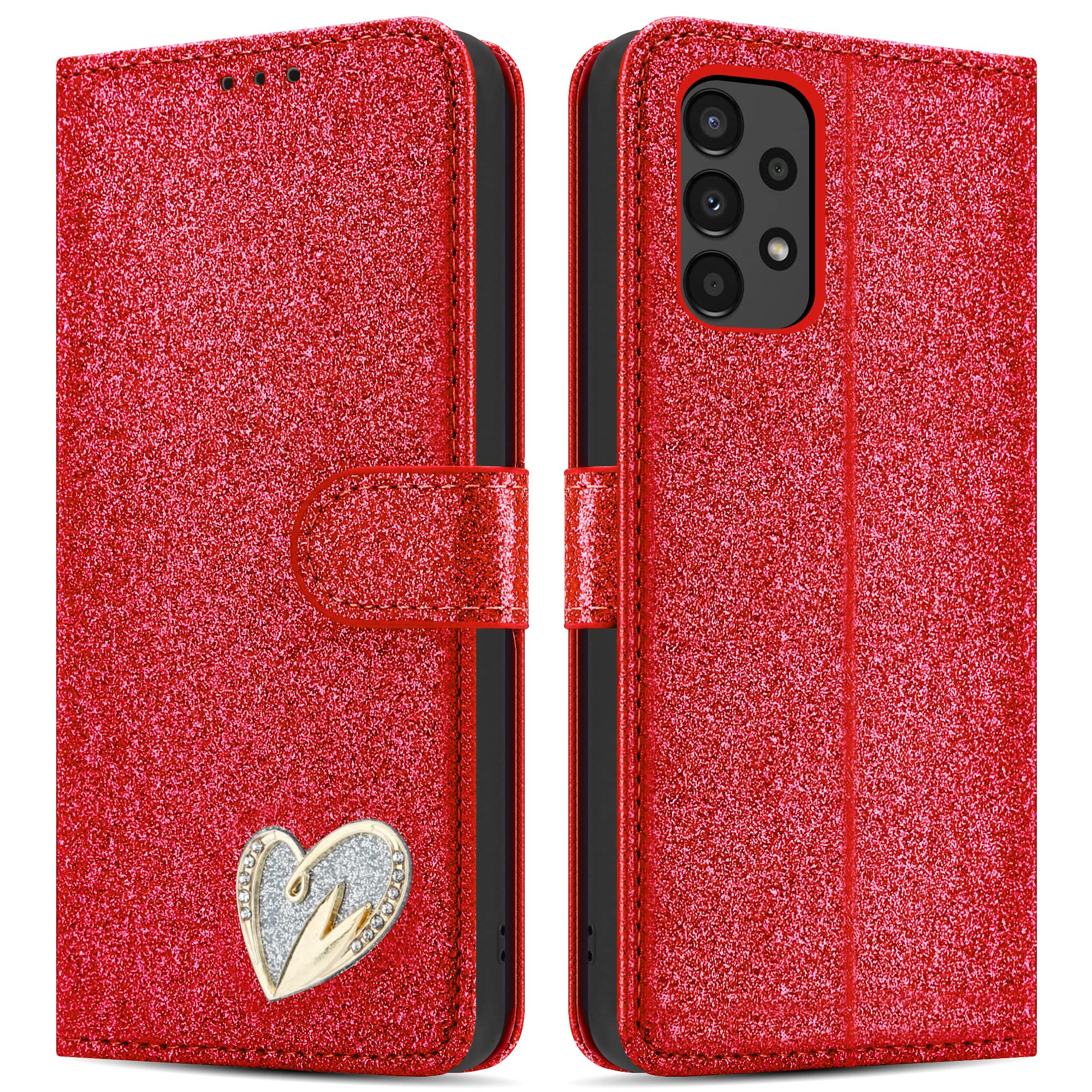 iCatchy for Samsung Galaxy A13 4G Case Gliter Wallet Book Flip Folio Stand View Cover Pouch for Samsung Galaxy A13 4G image 1