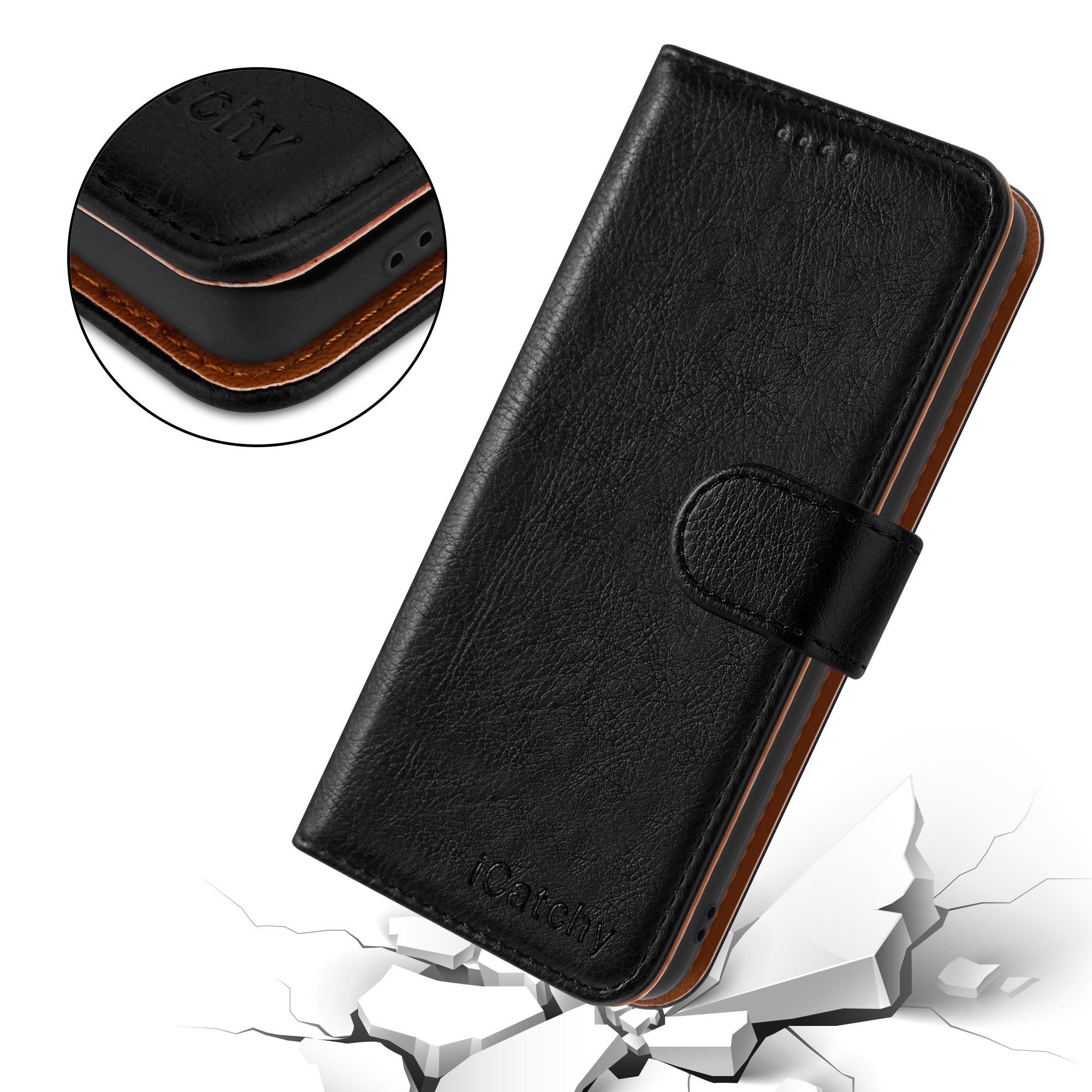 iCatchy for iPhone 13 Case Leather Wallet Book Flip Folio Stand View Cover Magnetic Closure with Card Slots Compatible for iPhone 13 Phone (6.1'') image 2