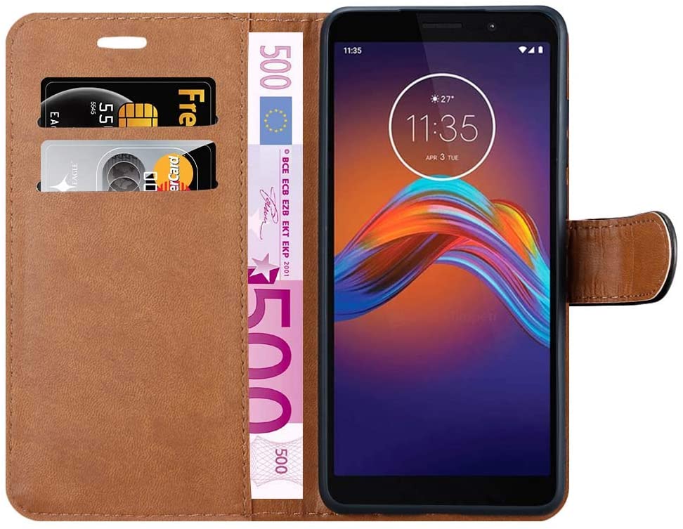 iCatchy For Moto E6 Play Case Leather Wallet Book Flip Folio Stand View Pouch Compatible with Motorola Moto E6 Play Phone Cover image 5