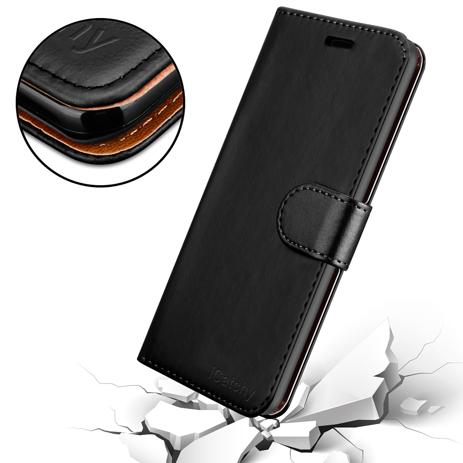 iCatchy for Motorola Edge 30 Ultra Case Leather Wallet Book Flip Folio Stand View Cover with Card Slots and Kickstand for Motorola Edge 30 Ultra Phone Cover image 2