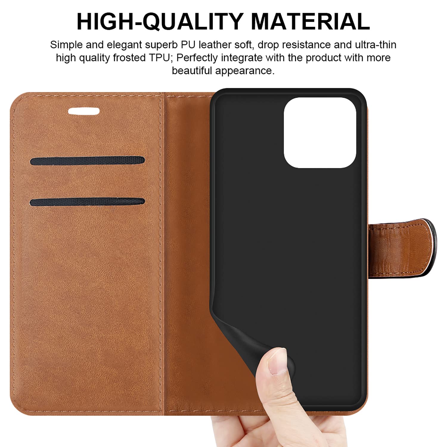 iCatchy for Honor X8 Case Leather Wallet Book Flip Folio Kickstand Card Slots Full Protection Folio Cover Compatible for Honor X8 Phone image 2