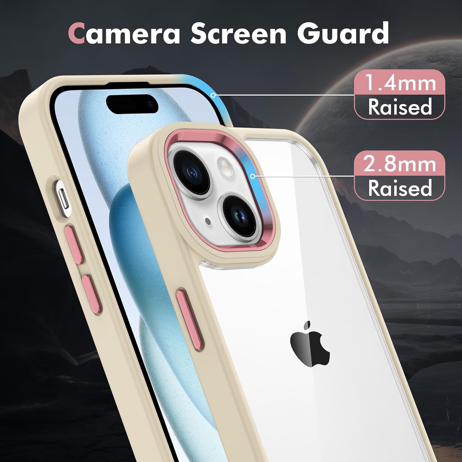 iCatchy for iPhone 15 Case 6.1-Inch, Shockproof Bumper Phone Cover, Anti-Yellowing Clear Back Compatible with iPhone 15