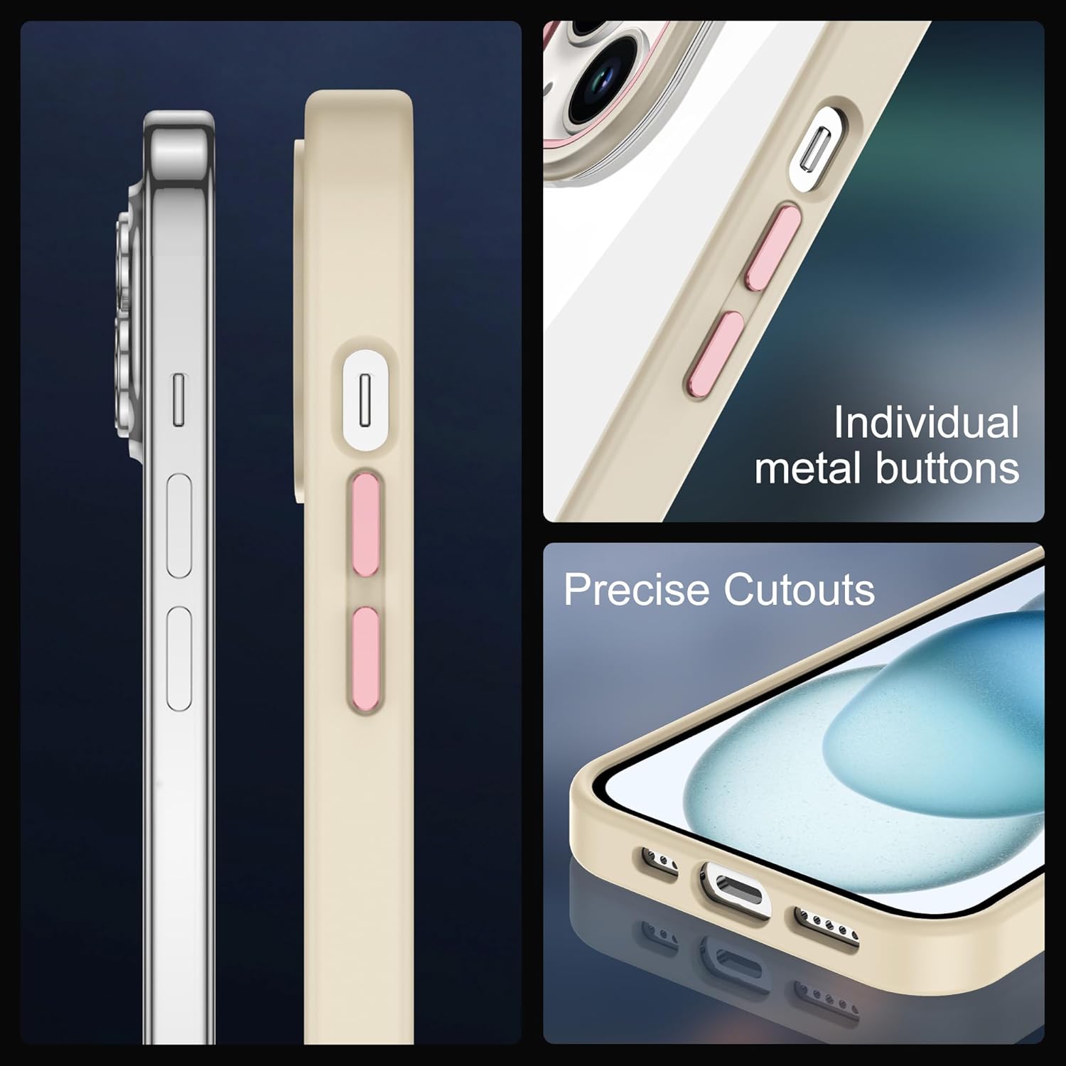 iCatchy for iPhone 15 Case 6.1-Inch, Shockproof Bumper Phone Cover, Anti-Yellowing Clear Back Compatible with iPhone 15