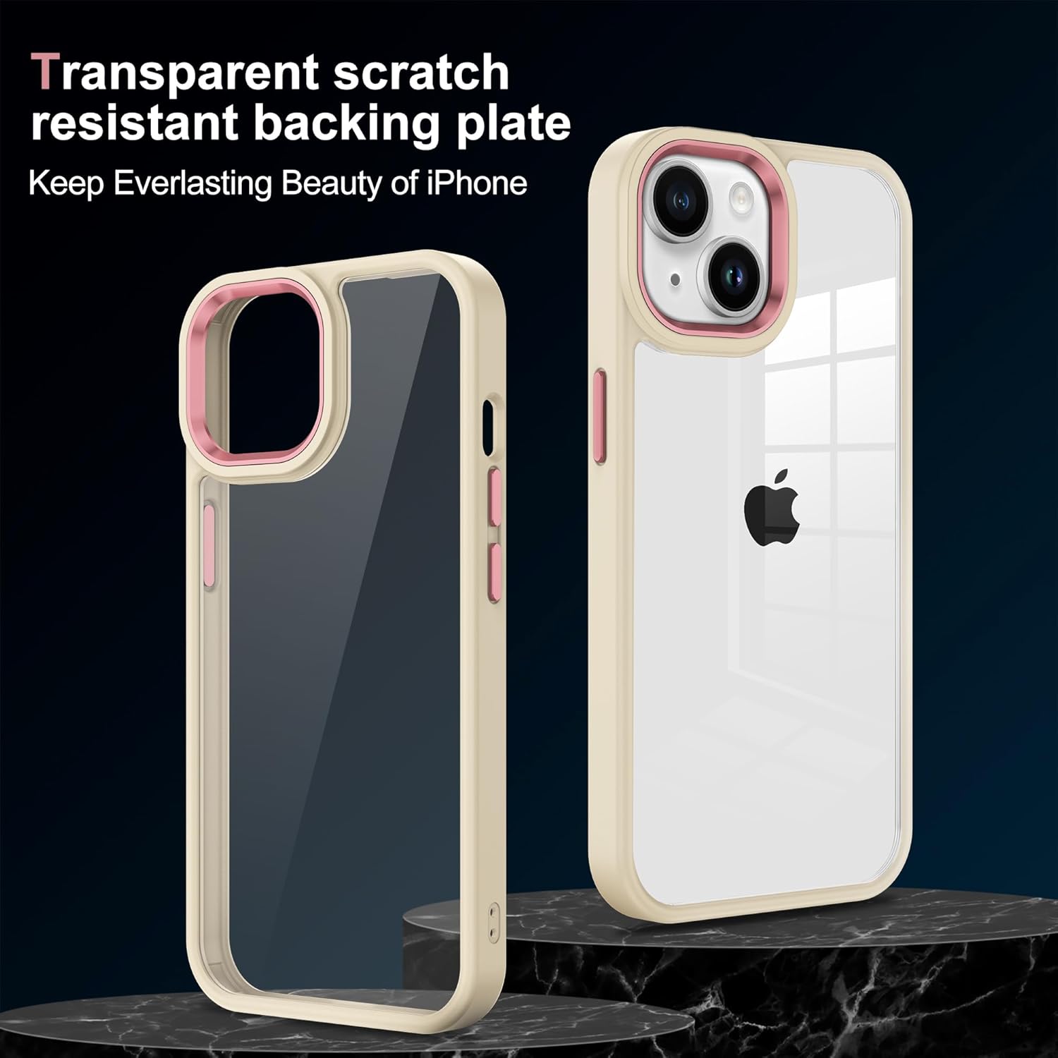 iCatchy for iPhone 15 Case 6.1-Inch, Shockproof Bumper Phone Cover, Anti-Yellowing Clear Back Compatible with iPhone 15