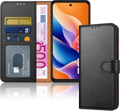 iCatchy for TCL 605 Case with 3 Card Slots Leather Wallet Flip Book RFID Blocking Magnetic Closure Kickstand Shockproof Protective Phone Cover compatible with TCL 605