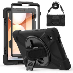 iCatchy Case Samsung Galaxy Tab A11 Plus [11 Inch] SM-X310 SM-X315 SM-X236 Heavy Duty Rugged Shockproof Cover Built-in Screen Protector with Hand Strap 360 Degree Rotating Stand (Black)