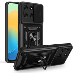 iCatchy Case for Motorola G56 Sliding Camera Cover Shockproof Heavy-duty Military Rugged Ring Holder Kickstand for Moto G56 Phone