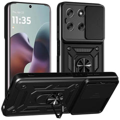 iCatchy Case for Motorola G56 Sliding Camera Cover Shockproof Heavy-duty Military Rugged Ring Holder Kickstand for Moto G56 Phone