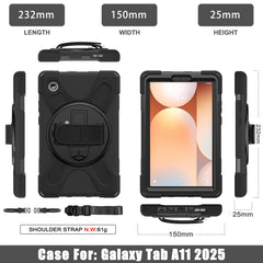 iCatchy Case Samsung Galaxy Tab A11 Plus [11 Inch] SM-X310 SM-X315 SM-X236 Heavy Duty Rugged Shockproof Cover Built-in Screen Protector with Hand Strap 360 Degree Rotating Stand (Black)