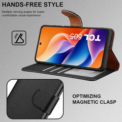 iCatchy for TCL 605 Case with 3 Card Slots Leather Wallet Flip Book RFID Blocking Magnetic Closure Kickstand Shockproof Protective Phone Cover compatible with TCL 605