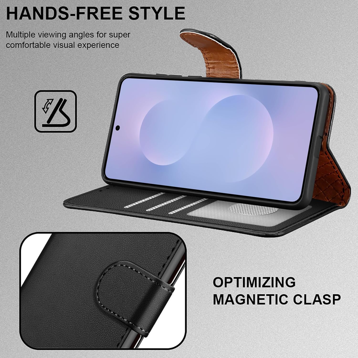 iCatchy for Samsung S25 Edge Case with 4 Card Slots Leather Wallet Flip Book RFID Blocking Magnetic Closure Kickstand Shockproof Protective Phone Cover compatible with Galaxy 25 Edge