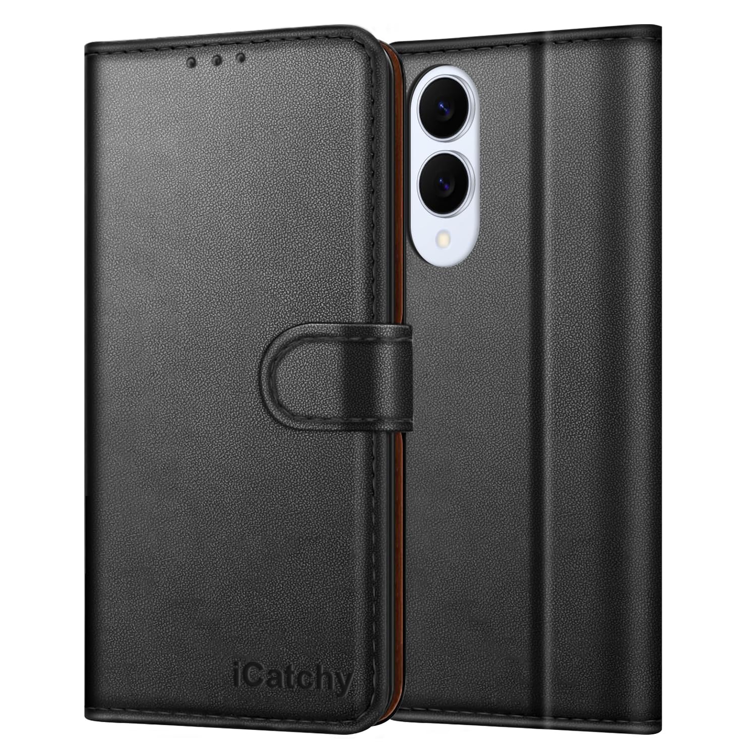 iCatchy for Samsung S25 Edge Case with 4 Card Slots Leather Wallet Flip Book RFID Blocking Magnetic Closure Kickstand Shockproof Protective Phone Cover compatible with Galaxy 25 Edge