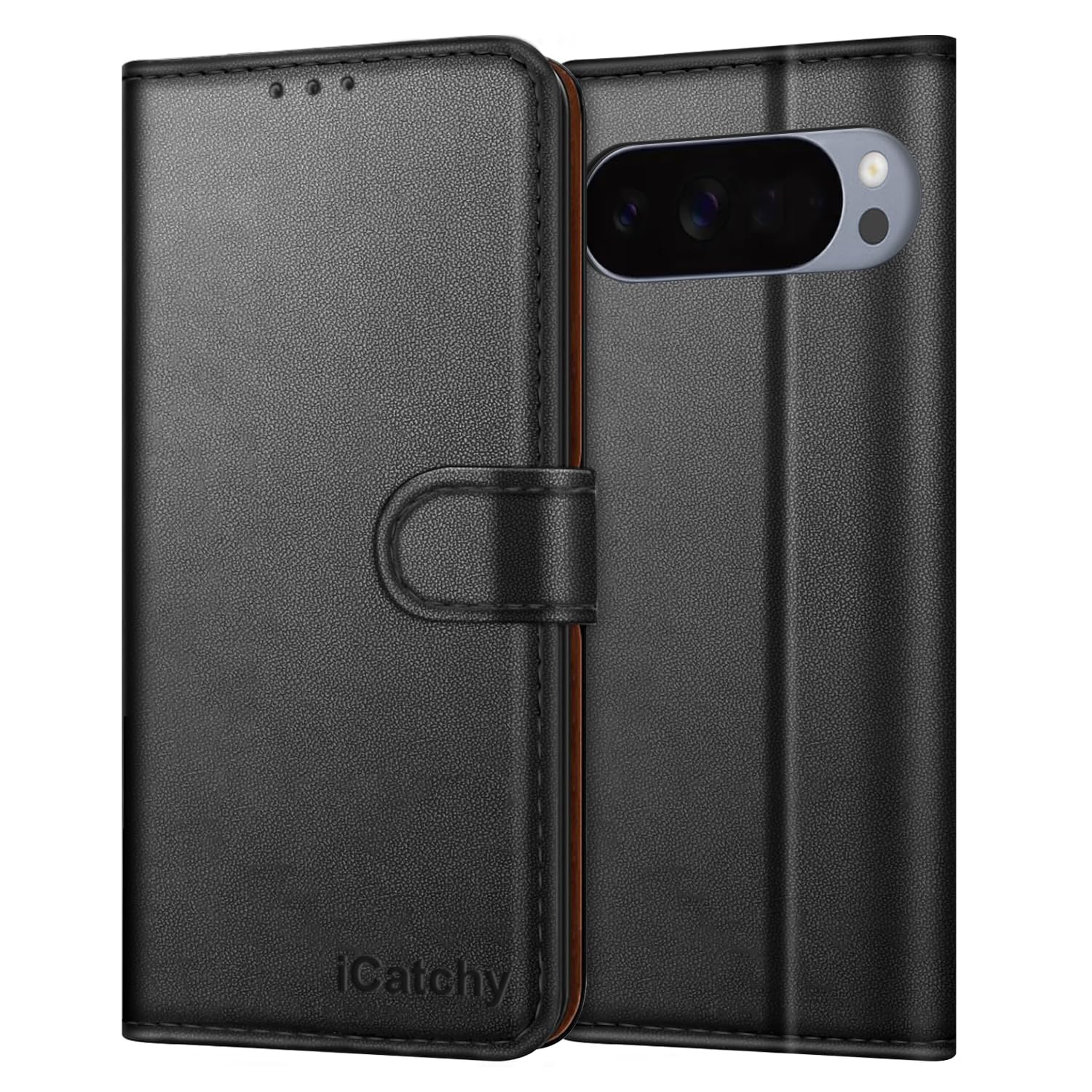 iCatchy Case for Google 10 Pro XL with 4 Card Slots Leather Wallet Flip Book Magnetic Closure Kickstand Shockproof Protective Phone Cover compatible with Pixel 10 Pro XL