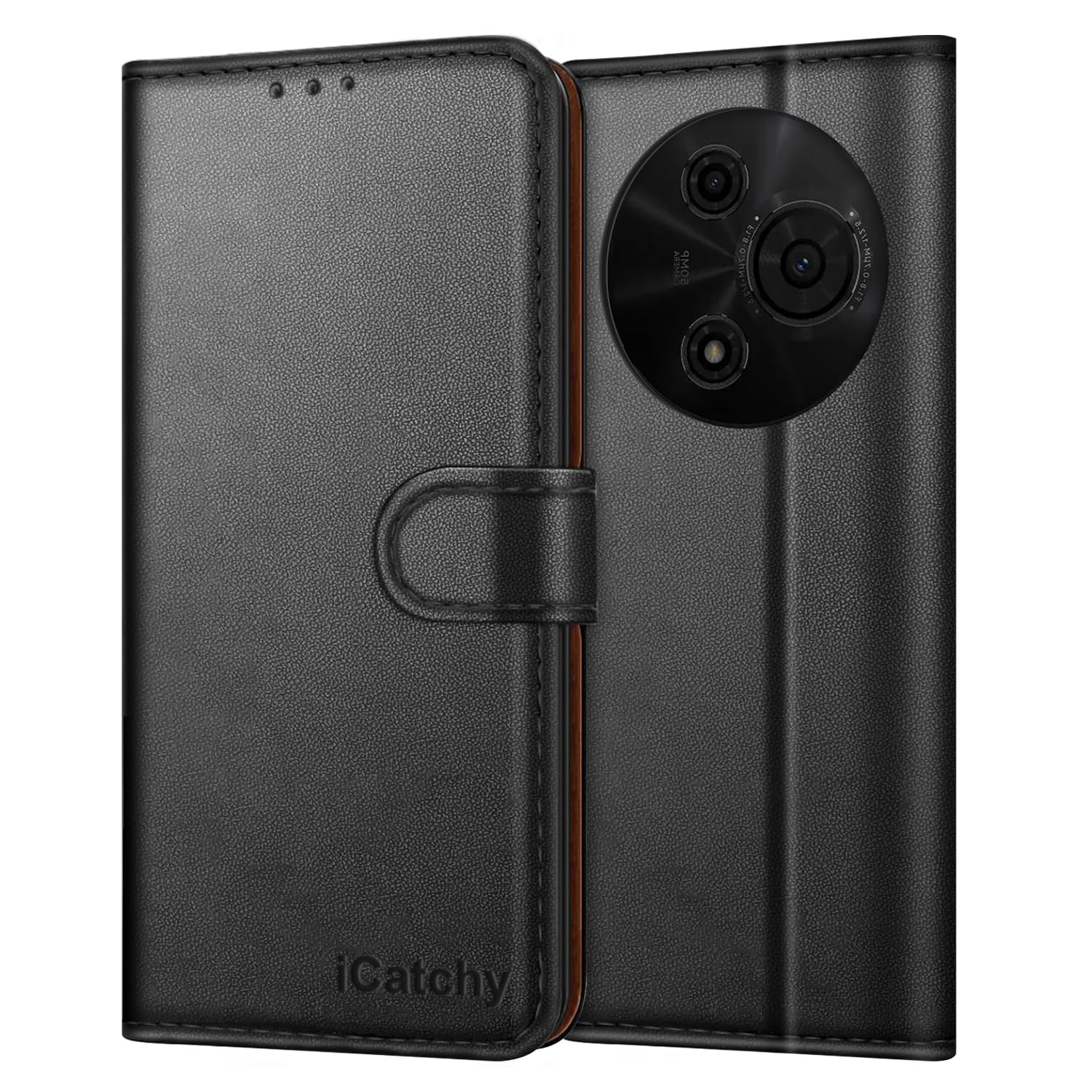 iCatchy for TCL 605 Case with 3 Card Slots Leather Wallet Flip Book RFID Blocking Magnetic Closure Kickstand Shockproof Protective Phone Cover compatible with TCL 605