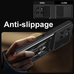 iCatchy Case for Motorola G56 Sliding Camera Cover Shockproof Heavy-duty Military Rugged Ring Holder Kickstand for Moto G56 Phone