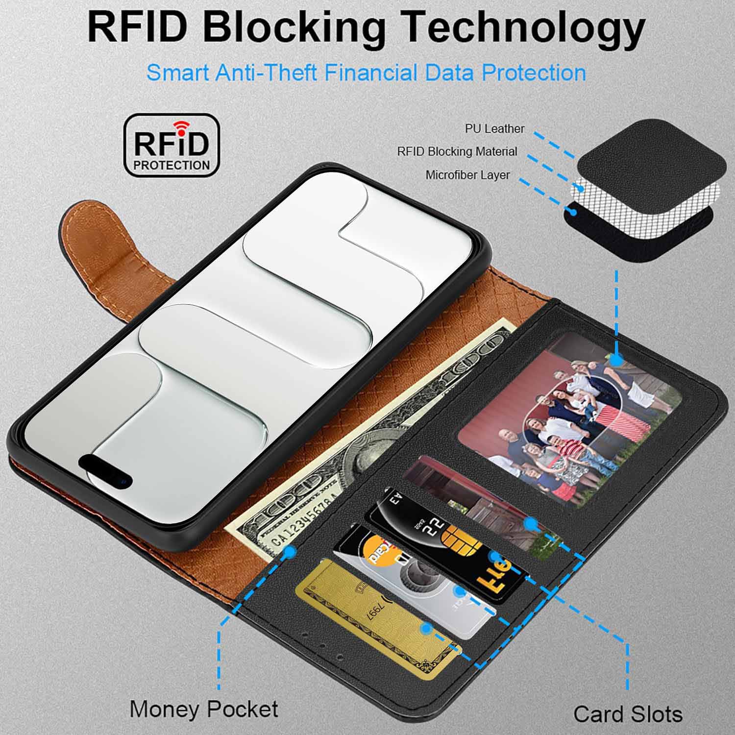 iCatchy for iPhone Air Case 6.5-Inch with 4 Card Slots Leather Wallet Flip Book Magnetic Closure Kickstand Shockproof Protective Phone Cover compatible with iPhone Air