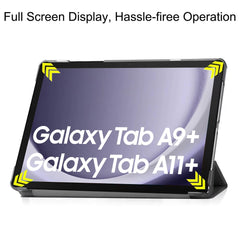 iCatchy Case for Samsung Galaxy Tab A11 Plus [11 Inch] Smart Tablet Cover 2025, SM-X310 SM-X315 SM-X236 5G, PU Leather, Translucent Hard Shell, Two Viewing Angles for Samsung Tab A11+