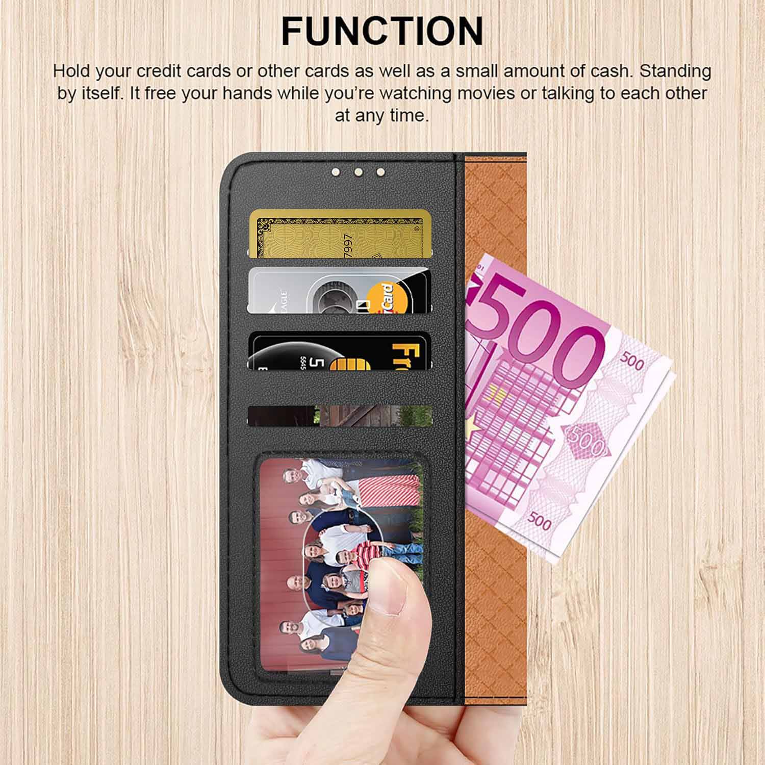 iCatchy for iPhone Air Case 6.5-Inch with 4 Card Slots Leather Wallet Flip Book Magnetic Closure Kickstand Shockproof Protective Phone Cover compatible with iPhone Air