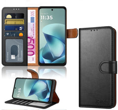 iCatchy for Motorola G57 Power with 4 Card Slots Leather Wallet Flip Book Magnetic Closure Kickstand Shockproof Protective Phone Cover compatible with Moto G57 Power